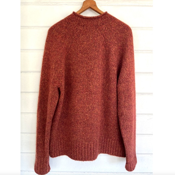 BANANA REPUBLIC Alpaca/Wool Blend Rolled Crew Neck Sweater in Rust Heather - L - Picture 6 of 11